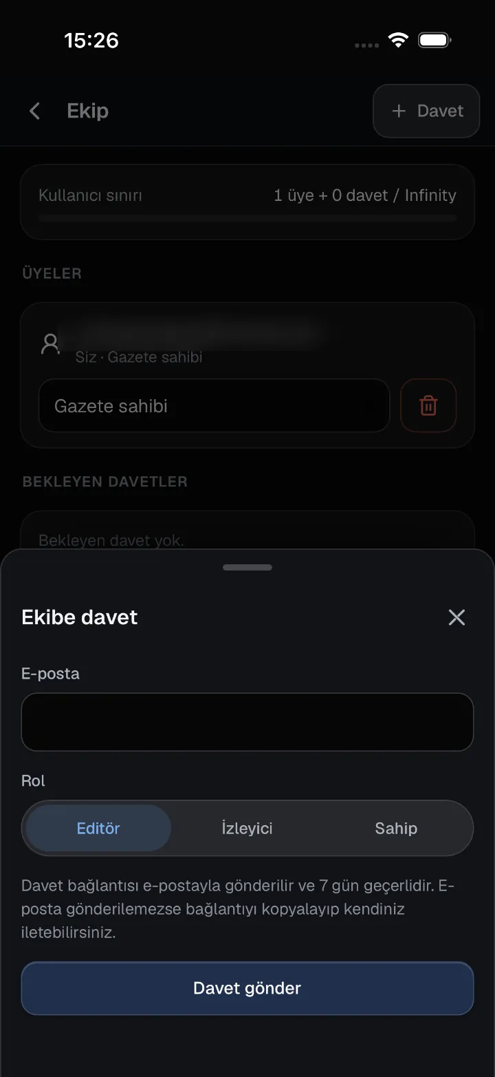 Ekibe davet