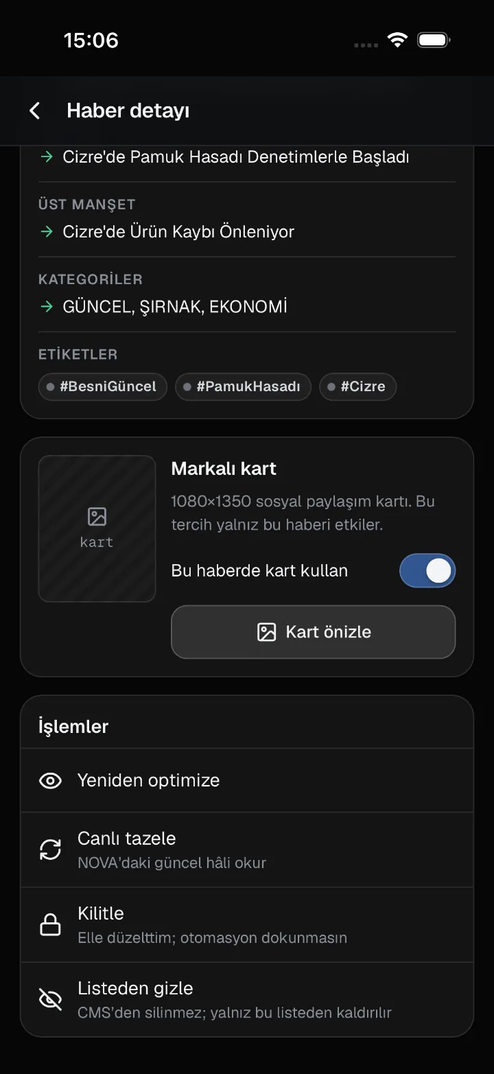 Haber detayı: işlemler